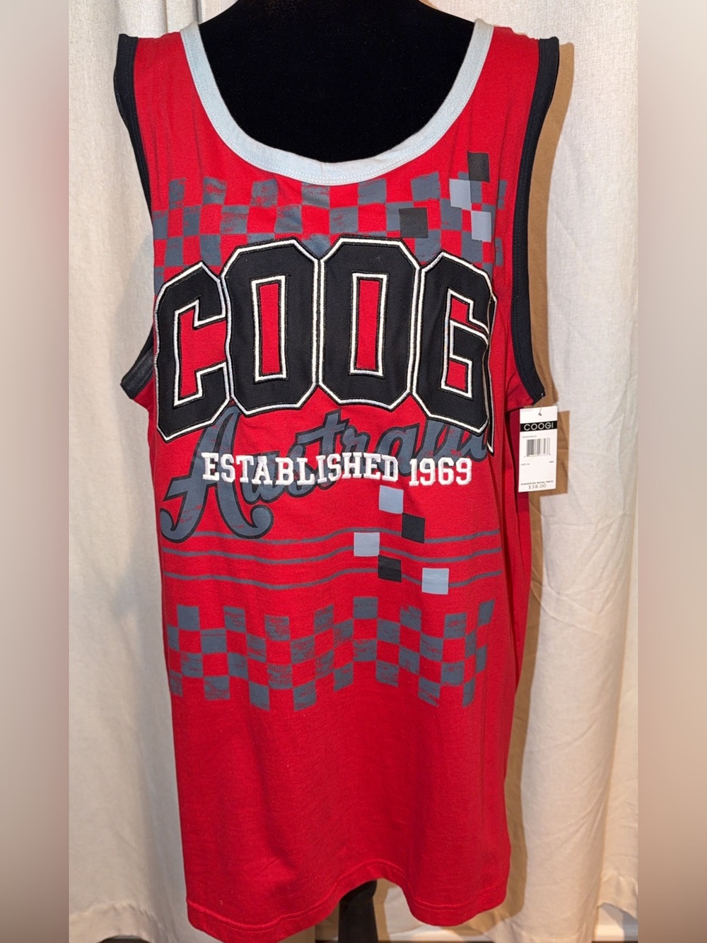COOGI Red Graphic Tank Top for men
